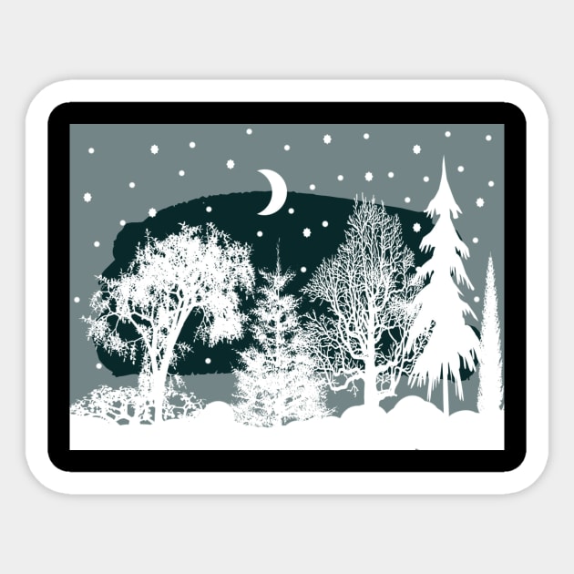 Illustrated Winter Scene Sticker by PandLCreations